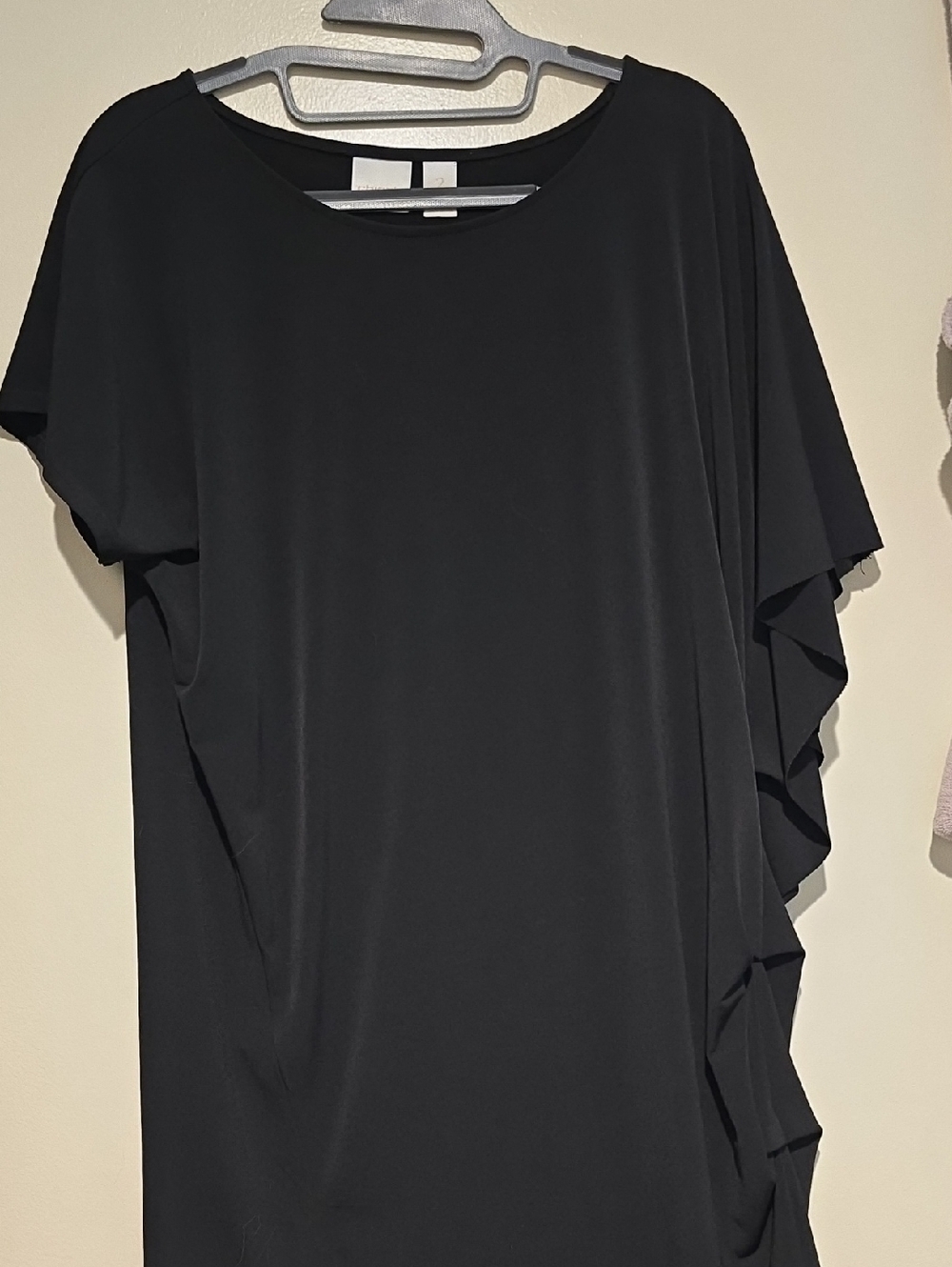 CHICOS Women's Black Draped Sleeve Top (tunic)